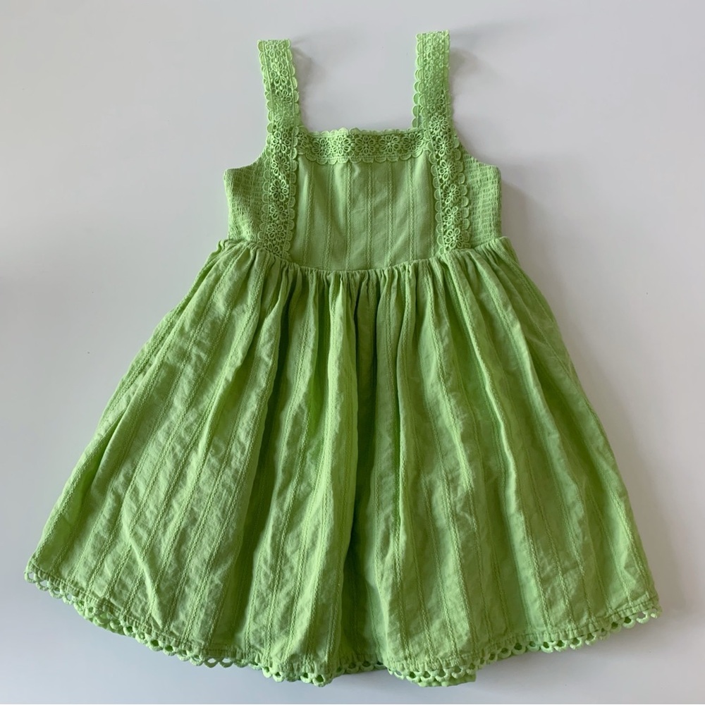 Joie Lime Green Kids Summer Dress with Lace Accents
